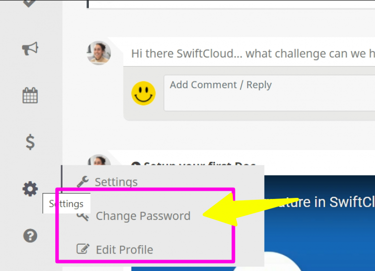 Change Password - SwiftCloud Support